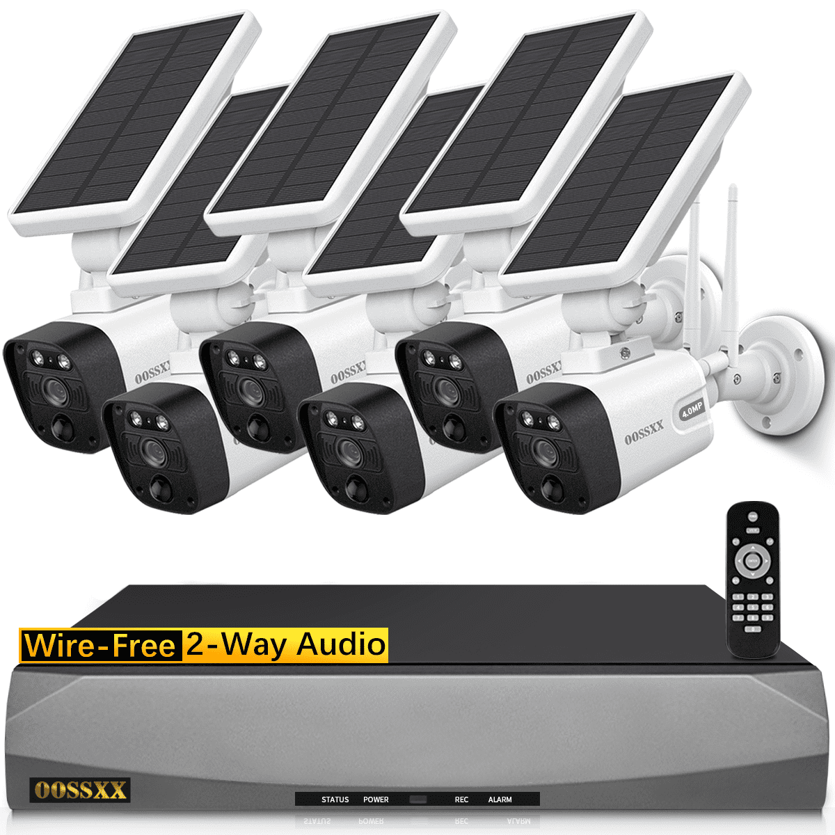 OOSSXX 6Channel Solar Outdoor Wireless Security Cameras, Surveillance