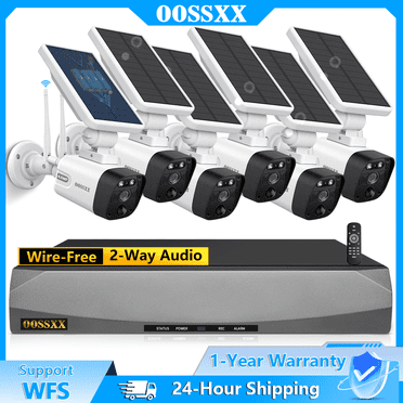 OOSSXX 6-Channel Solar Outdoor Wireless Security Cameras, Surveillance Camera System with Dual Antennas