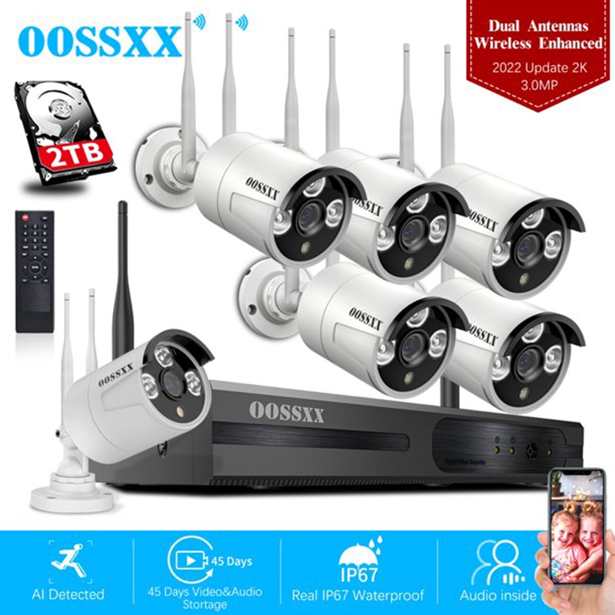 OOSSXX Channel NVR with 6HD WiFi Cameras and 2TB Oman Ubuy