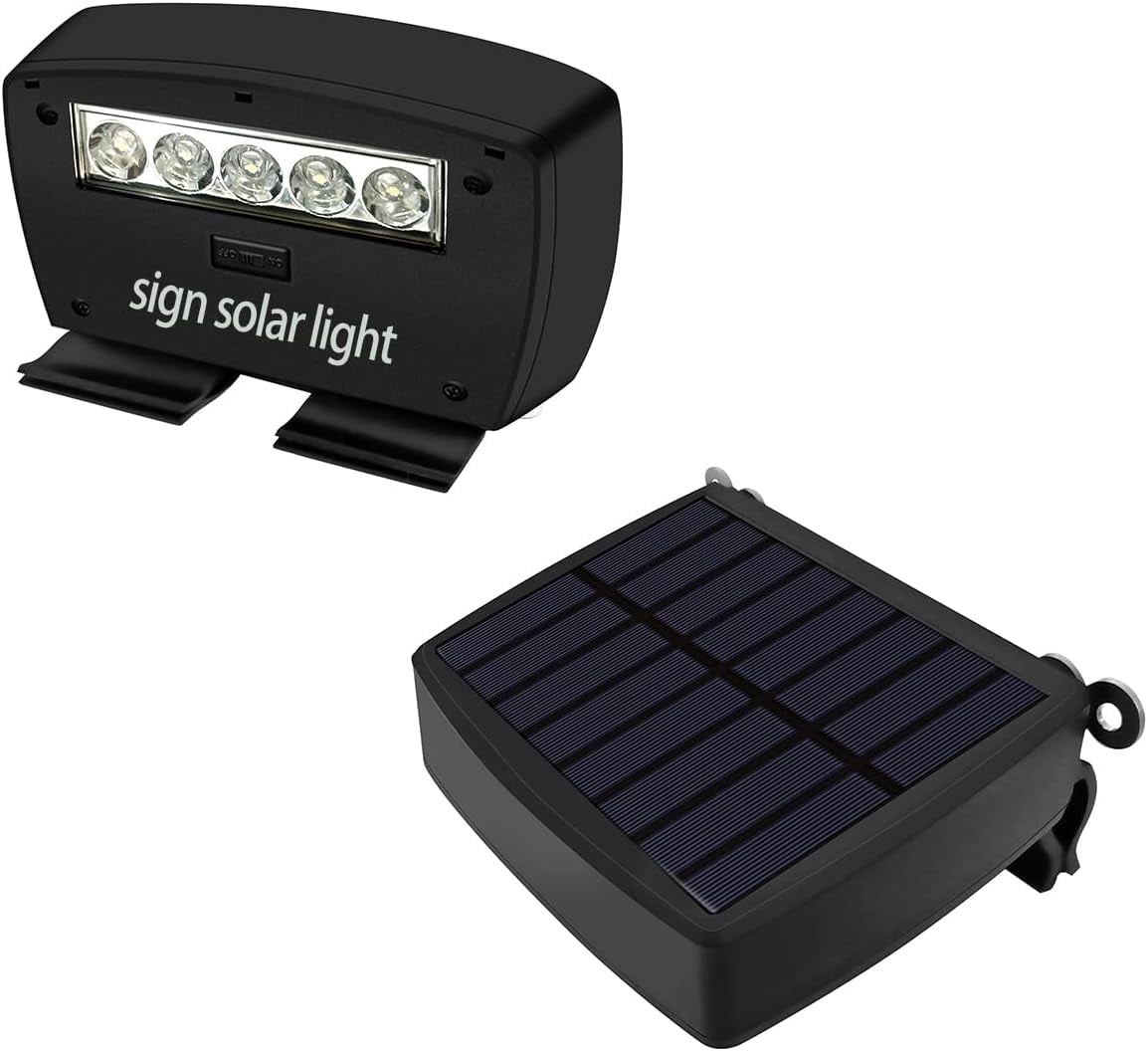 OOSSXX Solar Power Deck LED Light Clip-On Yard Security Sign Spotlight (Large Capacity Battery, Max14 Hours Working)