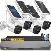 OOSSXX 6-Channel Solar Outdoor Wireless Security Cameras, Surveillance Camera System with Dual Antennas