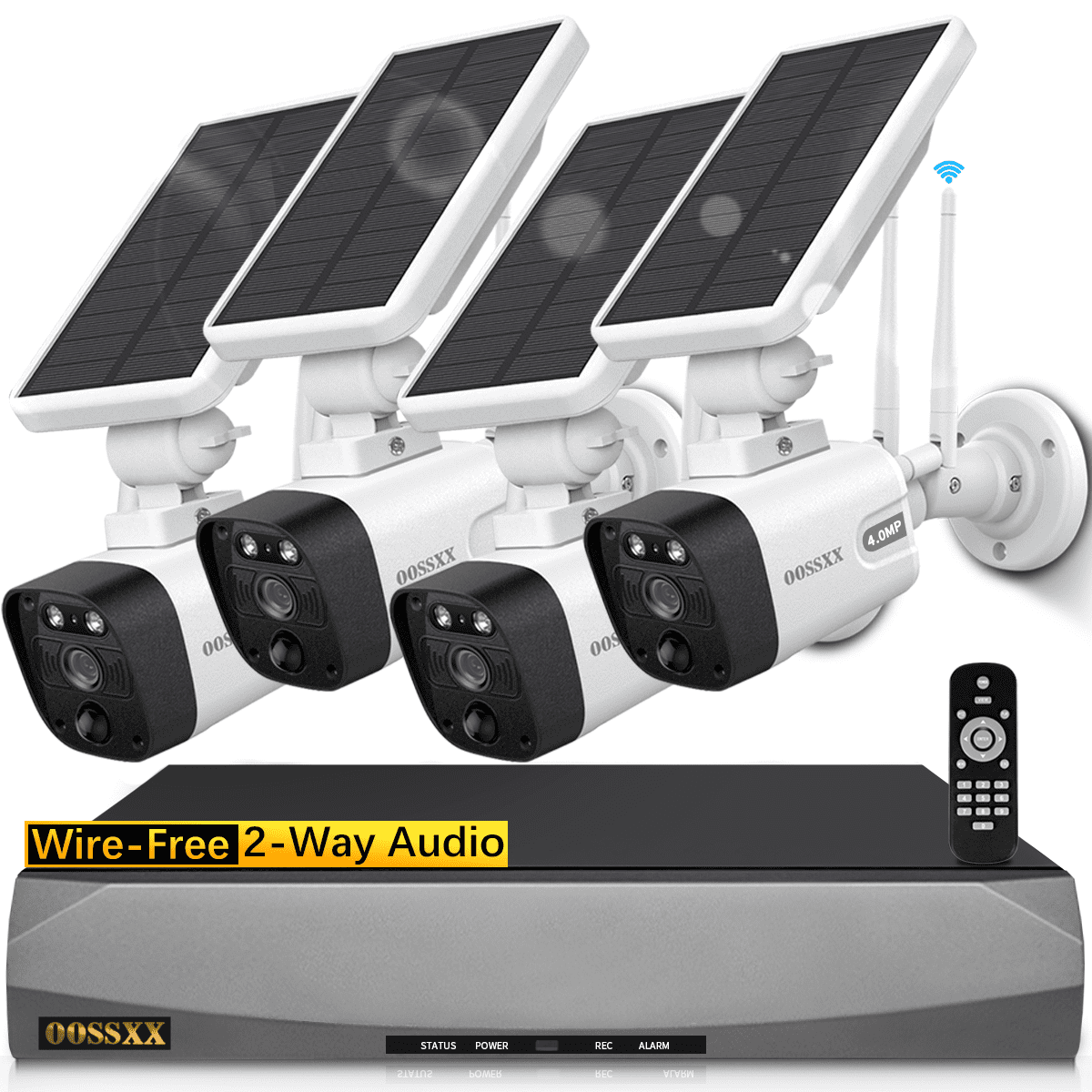 OOSSXX Solar Security Cameras Wireless Outdoor,Dual Antennas Surveillance Camera System without Hard Drive