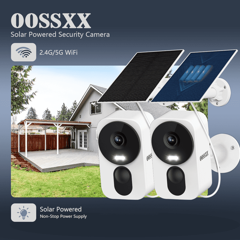 oossxx wireless solar powered security camera with wifi