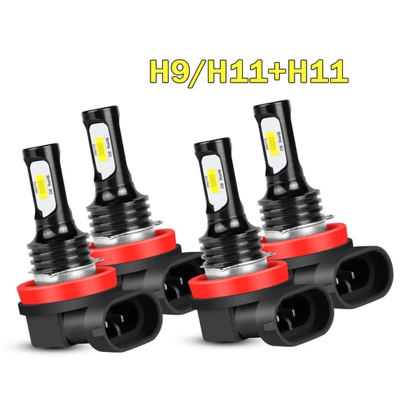 OOTBVVL Upgraded H11 Led Headlights Bulb,6000LM Brighter,6000K Cool White Wireless LED High Beam Low Beam Conversion Kits, Pack of 4