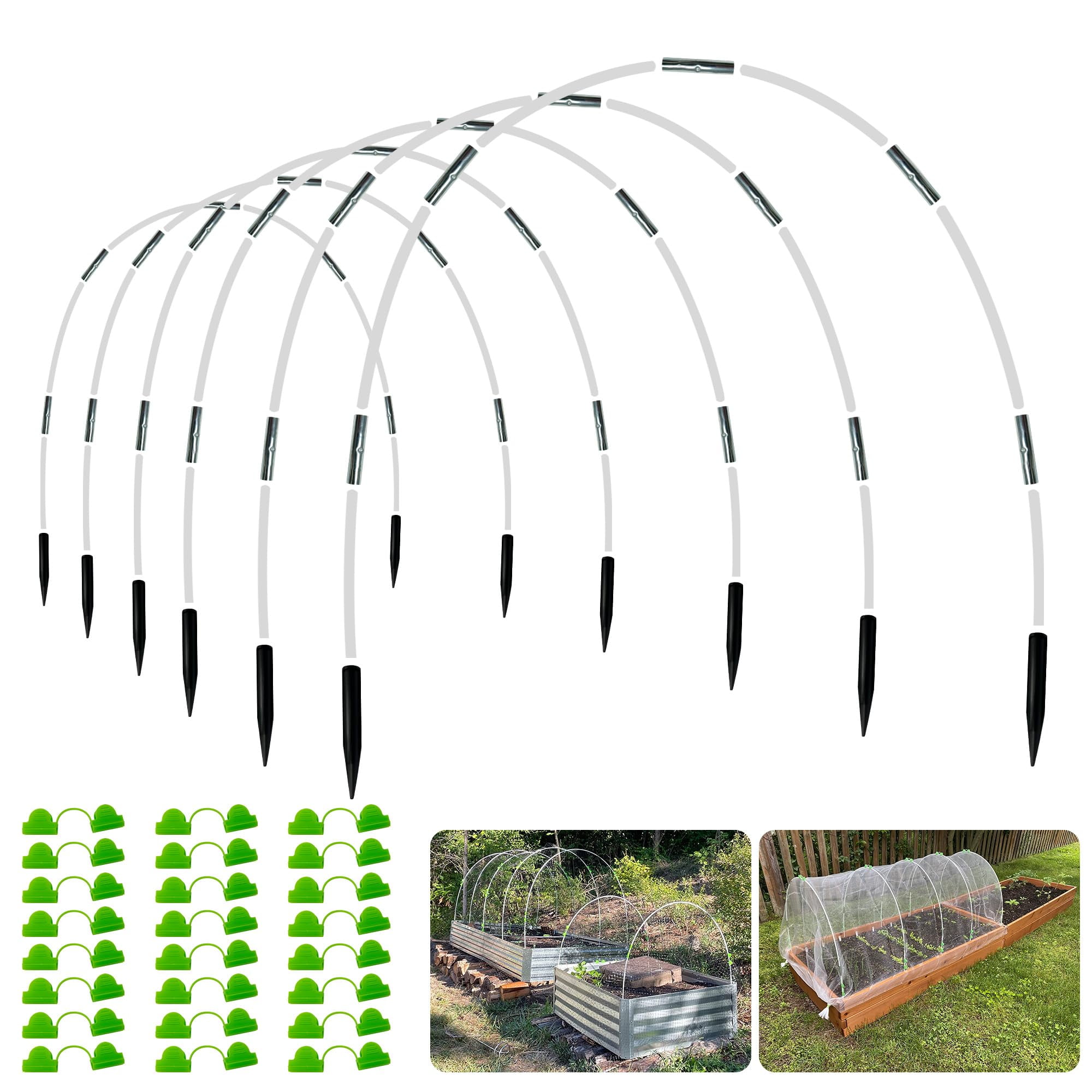 OOTONAT 8FT Garden Hoops YPF5 Grow Tunnel Kit RustFree Fiberglass