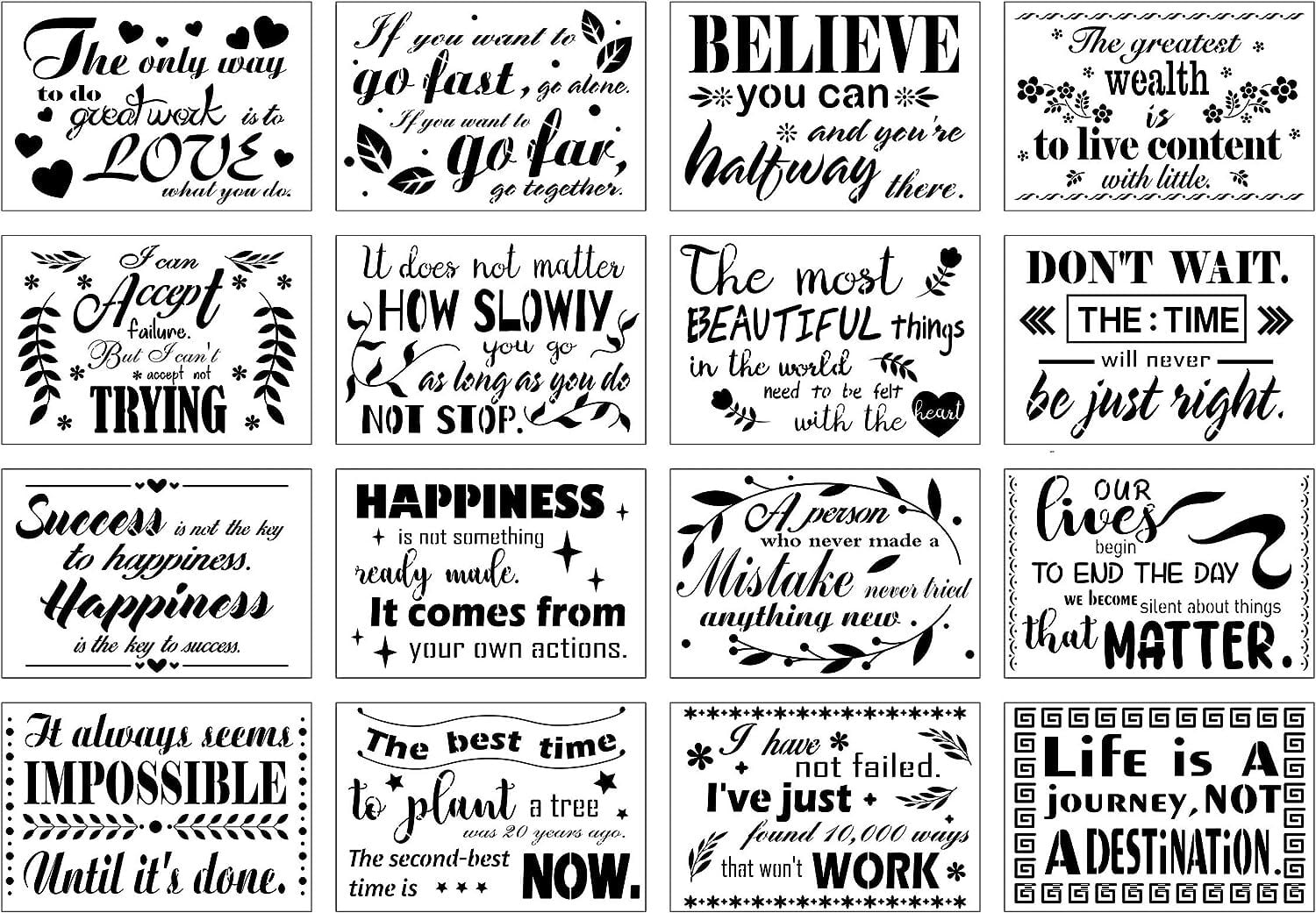 OOTSR 12 Sheets Motivational Quotes Wall Stickers, Large Removable Peel ...