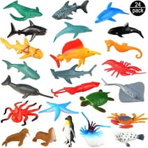 OOTSR 24 Pack Sea Ocean Animal Figures - Realistic Plastic Pool Party Toys Set with Turtle, Octopus, Shark - Children's Educational Birthday Gifts