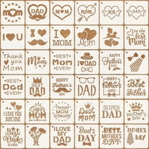 OOTSR 36pcs Mother's Day Painting Stencils for Craft Reusable, Father's Day Drawing Craft Stencils DIY, 3" Templates for Scrapbooking Wood Home Decor DIY