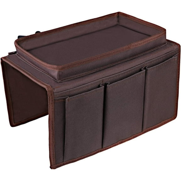 OOTSR Sofa Armrest Organizer with Cup Holder, Couch TV Remote Storage Organizer with Pockets for Recliner Armchair Snacks Glasses Smartphone Magazines iPad
