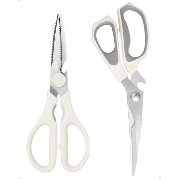 OOU Kitchen Scissors Set - Heavy Duty Stainless Steel All Purpose Shears 2-Pack, Comfort Grip Handles & Protective Sheath, Dishwasher Safe