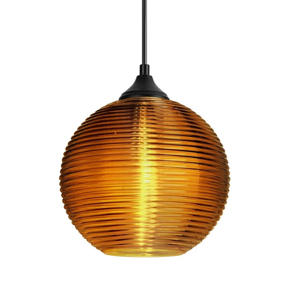 OP-461682-BK Besa Lighting Kristall 8 - 1 Light Outdoor Pendant-120 Inches Maximum Drop and 10 Inches Wide-Black Finish-Amber Glass Color-Incandescent