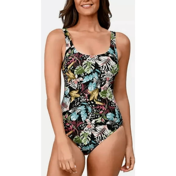 OP Ocean Pacific Women's 4-Way Stretch One Piece (Multi, XS)