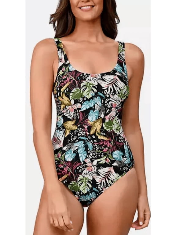 OP Ocean Pacific Women's 4-Way Stretch One Piece (Multi, XS)