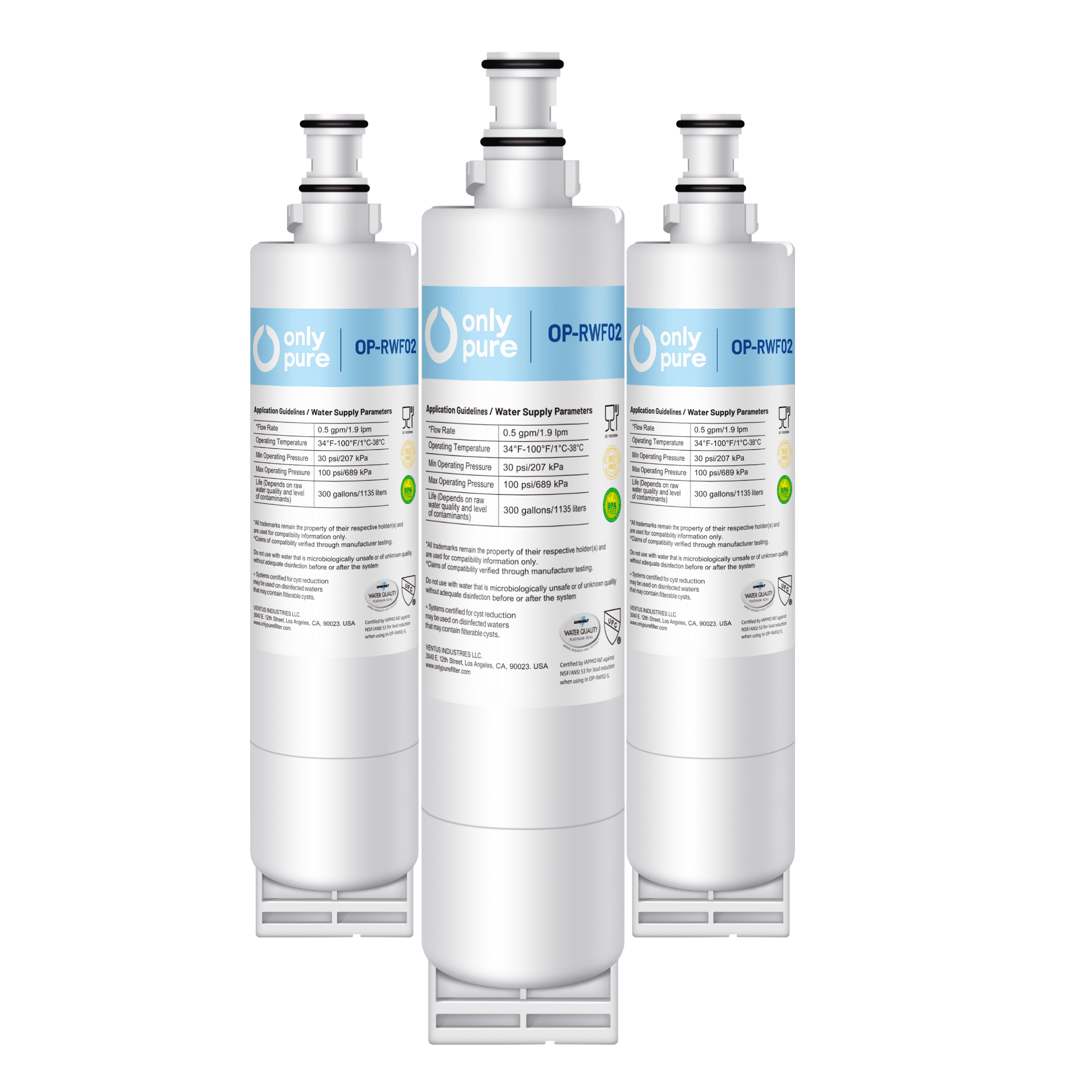 OP-RWF02 NSF53&42 Certified Refrigerator Water Filter,Compatible with Whirlpool 4396508, 4396510,Filter 5,EDR5RXD1,4392857,wf285,pnl240v,4396918,RWF0500A,9010,wf-nl300,wf-l500, 3PACK