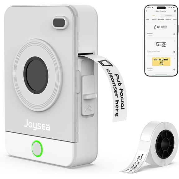 OP1 Label Maker Machine with Tape, Wireless Small Label Maker Bluetooth with Multiple Templates for Home School Office Organization, Thermal Sticker Printer Gray White