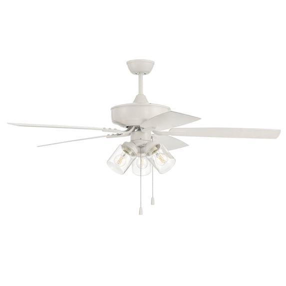 OP104W5 Craftmade Lighting Outdoor Pro Plus - 5 Blade Ceiling Fan with Light Kit-20.64 Inches Tall and 52 Inches Wide-White Finish
