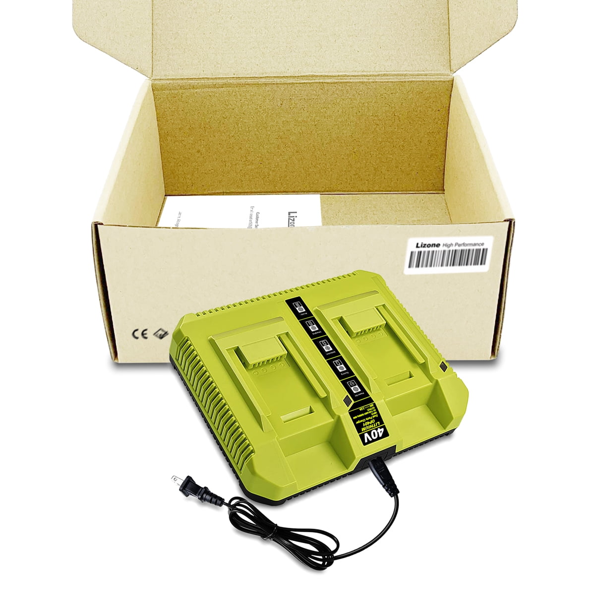 OP401 40V Dual Battery Charger Replacement for Ryobi 40V Lithium-ion Battery Rapid Charger OP401 OP403 OP404 OP406 OP407A OP40601 6Ah OP40602 5Ah OP4050 4Ah OP4040 40 Volts Dual Charger