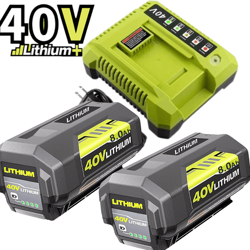 OP4026 8.0Ah Replacement for Ryobi 40V Battery and OP401 Charger, Compatible with Ryobi 40V Lithium Battery OP40401 OP40602 OP4060A1 OP40601 OP4075A OP4050A OP4026A OP40201 OP4040 OP40404 (Green)