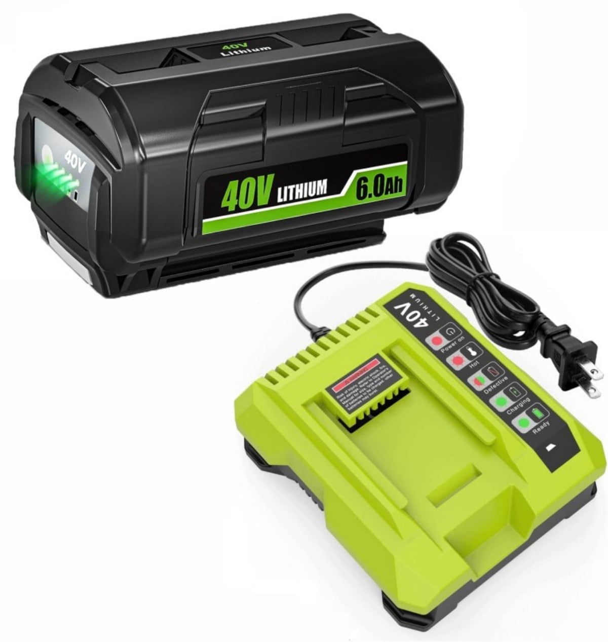 OP4040 6.0Ah Replacement for Ryobi 40V Battery Compatible with 40 Volt Lithium Battery OP4050A with OP401 Ryobi 40-Volt Charger