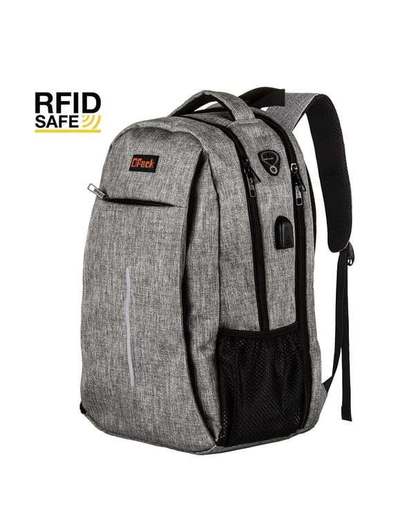 15.6" Laptop Backpack for Work, School & Travel, Lightweight Anti-Theft Bag with RFID Pocket, USB Charging Port & Water-Resistant Fabric