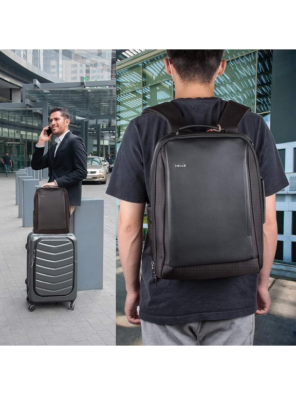 Adult RFID Blocking Polyester Laptop Backpacks, Black
