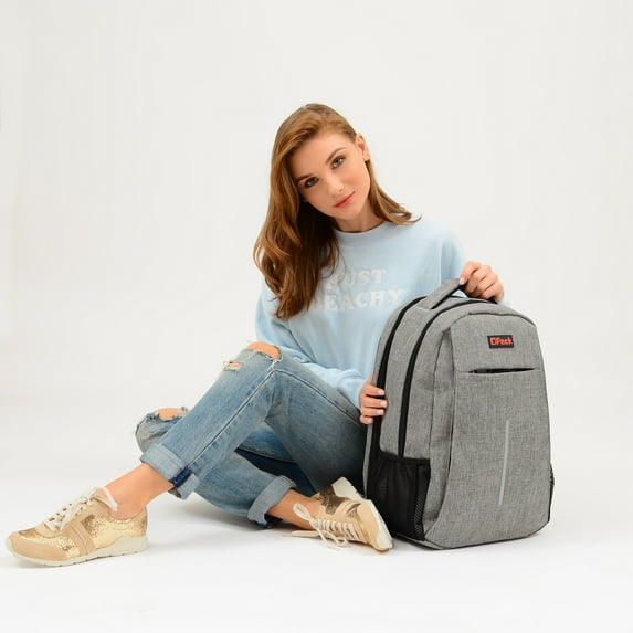 OPACK Anti-Theft Laptop Backpack with USB Charging Port and RFID Protection – Gray