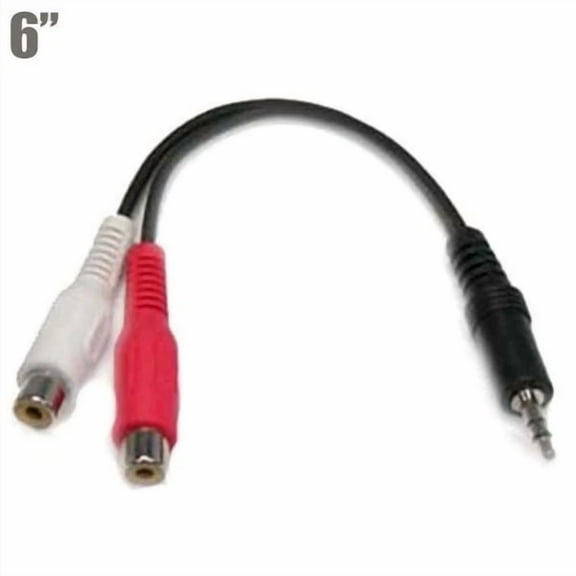 OPAL- 0.5Ft 3.5Mm 1/8" Stereo Male To Dual Rca Female Audio Cable Cord Nickel Black