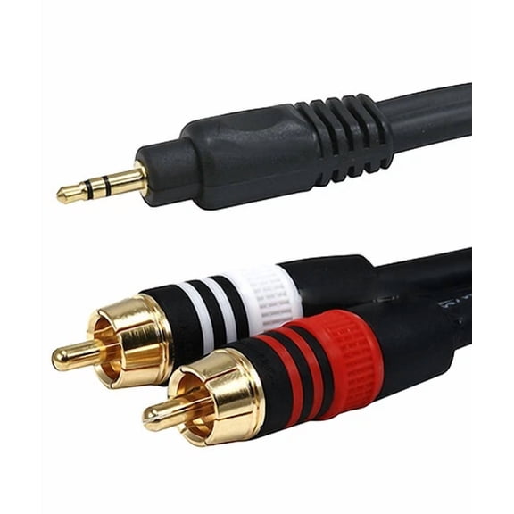 OPAL- 1.5 Ft Aux Audio 3.5 Mm Stereo Male To 2 Rca Y Cable For Ipod/Mp3 1.5 Feet