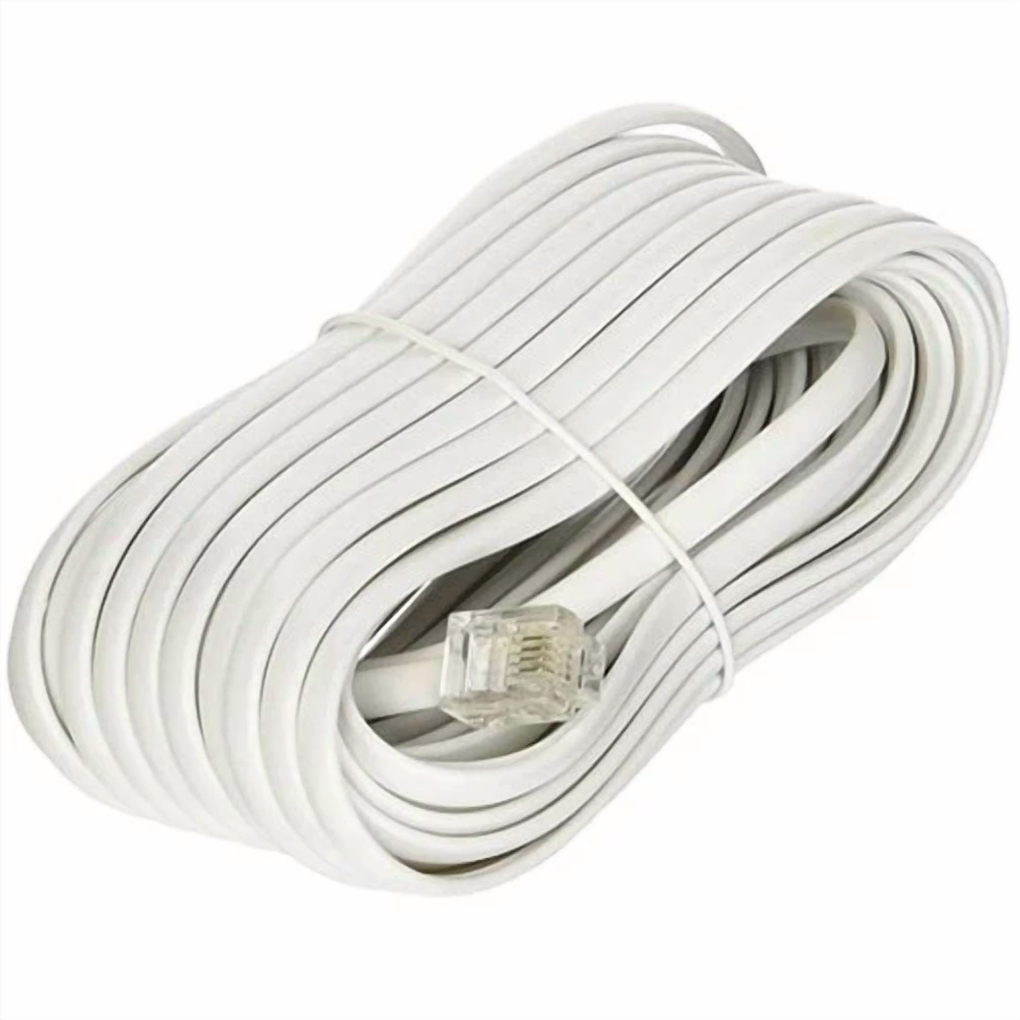 OPAL- 1 X 25 Feet Rj11 4C Modular Telephone Extension Phone Cord Cable Line Wire White