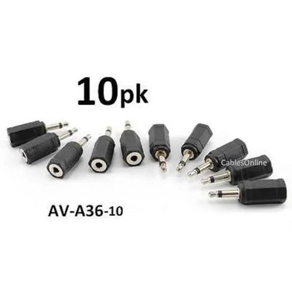 OPAL- 10-Pack 3.5Mm Stereo Female To 3.5Mm Mono Plug Audio Converter Adapter Av-A36