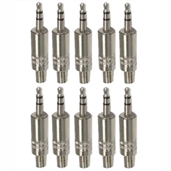 OPAL- 10 Pcs 3.5Mm 1/8" Metal Plug Strain Relief Metal Housing Stereo Audio Connector