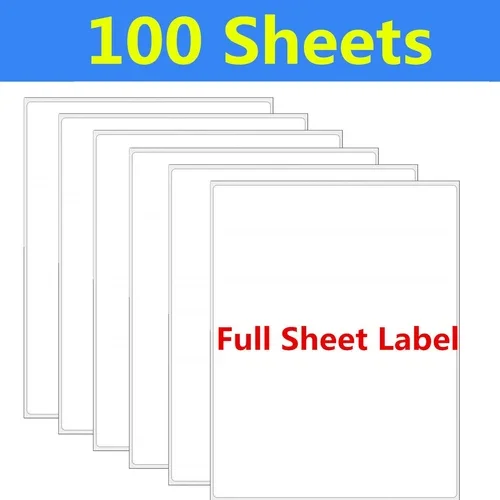 OPAL- 100 8.5 X 11 Full Sheet Shipping Mailing Labels Blank Self Adhesive Laser Inkjet