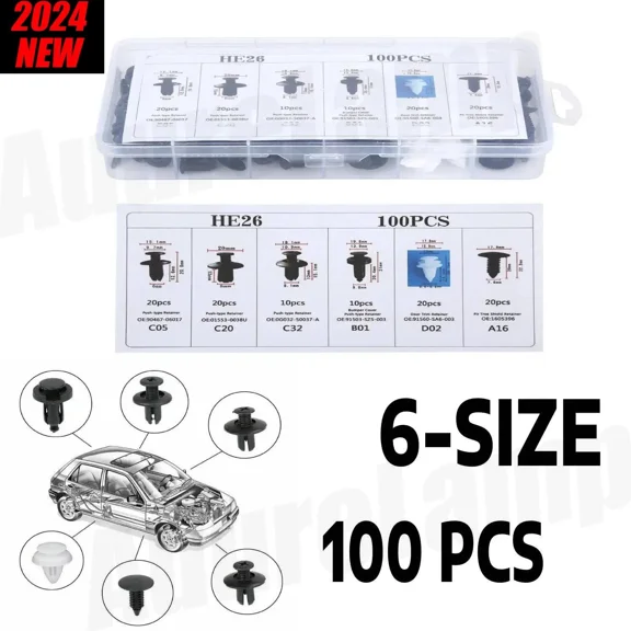OPAL- Parts Accessories Car Bumper Trim Panel Fender Engine Push Pin Rivet Clips 100Pc