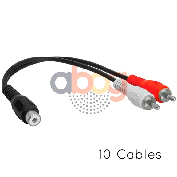 OPAL- 10Pcs Rca Female Jack To 2 Rca Male Plug Cable Audio Adapter 2-Way Y Splitter