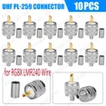 thumbnail image 1 of OPAL- 10Pcs Uhf Pl-259 Male Crimp Connectors Coax Cable Adapter For Rg8X Lmr240 Wire, 1 of 6