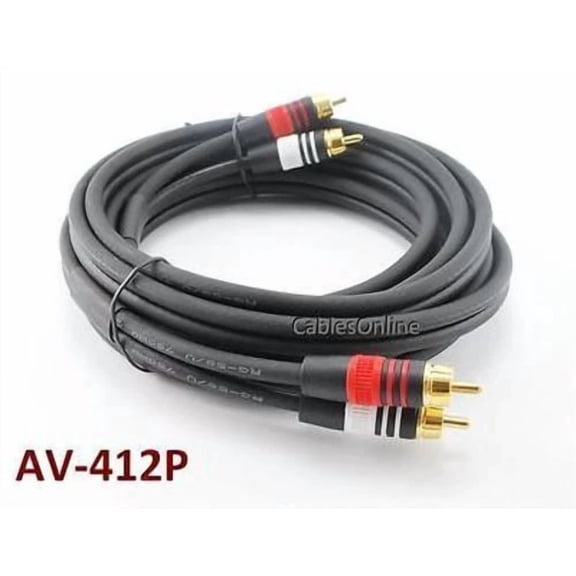 OPAL- 12Ft Premium Grade 2-Rca 22Awg Male To Male Audio Cable, Cablesonline Av-412P