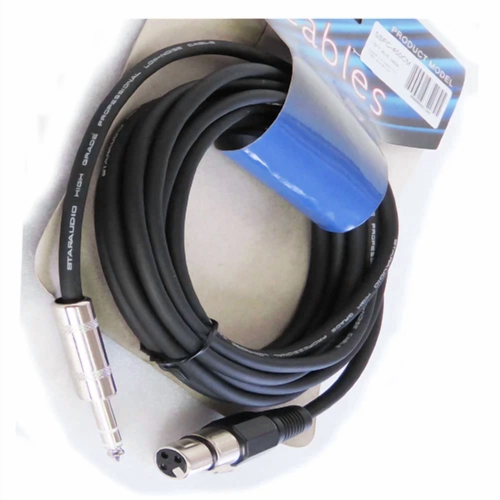 OPAL- 15Ft 3-Pin Xlr Female Cable To Male Xlr Cable Quarter Inch Stereo ...