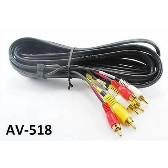 OPAL- 18Ft 3-Rca Composite Audio/Video Male To Male Cable, Cablesonline Av-518