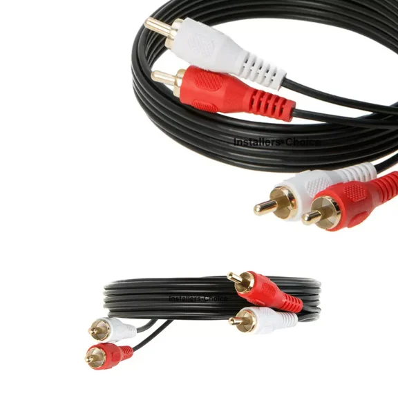OPAL- 2 Cables 25Ft Each 2 Rca To 2 Rca Cable Male Stereo Audio Dual Cord Hdtv Vcr Dvd
