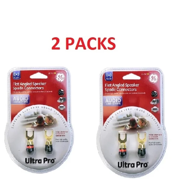 OPAL- 2 Packs Ultra Pro Flat Angled Speaker Spade Connectors For Monster Cable Wire