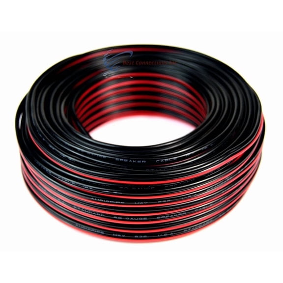 OPAL- 20 Ga Gauge 100 Ft. Red Black Power Ground Speaker Wire Copper Clad Aluminum Cca