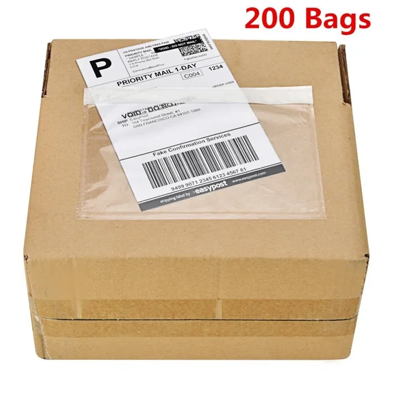 OPAL- 200 7.5 X 5.5 Clear Adhesive Top Loading Packing List Shipping Labels Envelopes