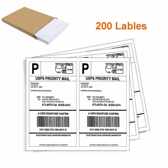 OPAL- 200 Half Sheet Shipping Labels 8.5X5.5 Self Adhesive Label 2 Per Sheet Ups