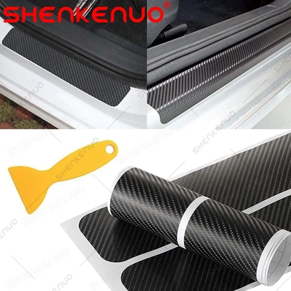 OPAL- 2023 Car Accessories Door Sill Scuff Plate Protector Guard Carbon Fiber Stickers