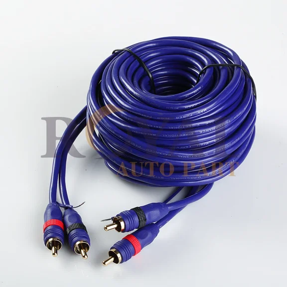 OPAL- 25 Foot Blue Audio Rca Cable Male To Male With Amp Turn On/Off Wire