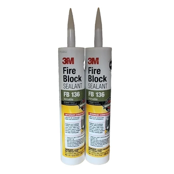 OPAL- 2Pk 3M 10.1Oz Gray Fire Block Specialty Sealant Fb 136 Versatile Draft Interior