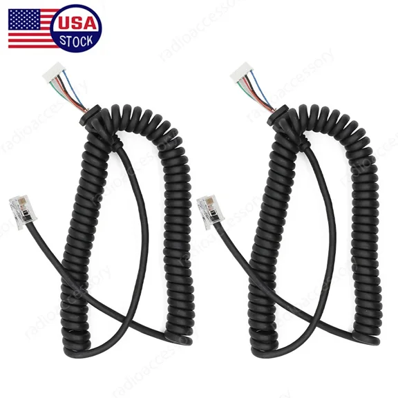 OPAL- 2X Mic Cord Cable For Yaesu Mh-48A6J Mh-42B6J Ft-1900 Ft-1900R Ft-1802 Ft-1807