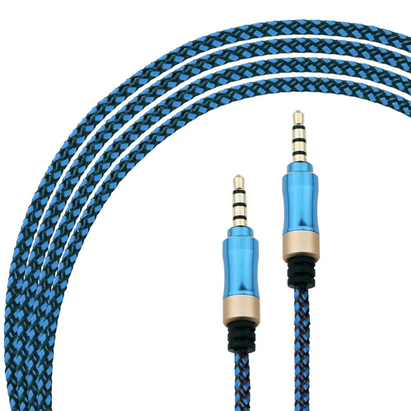 OPAL- 3.5Mm Aux 3Ft Male To Male Braided Fabric Stereo Audio Cable Cellphone Headphone