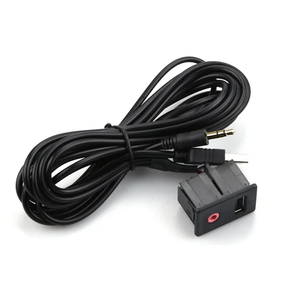 OPAL- 3.5Mm Car Boat Audio Usb Aux Adapter Dash Flush Mount Panel With 1.5M Cable B