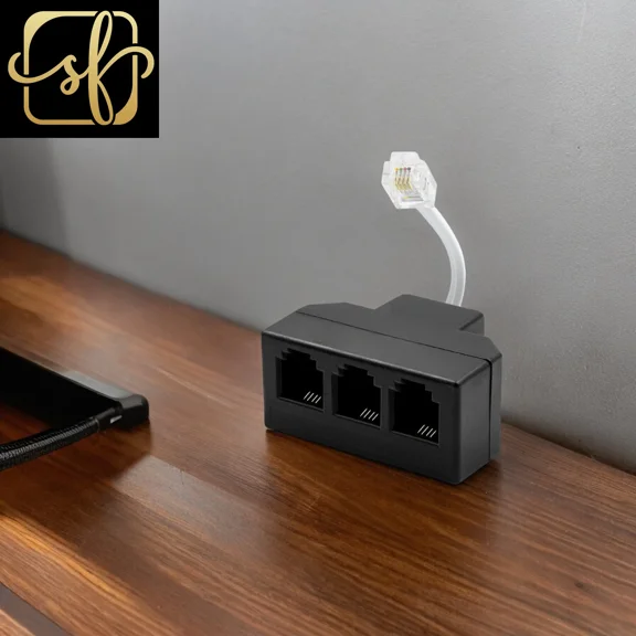 OPAL- 3 Way Cable Splitter 6P4C Connector Phone Line Cord Adapter With 3 Inch Cable Fo